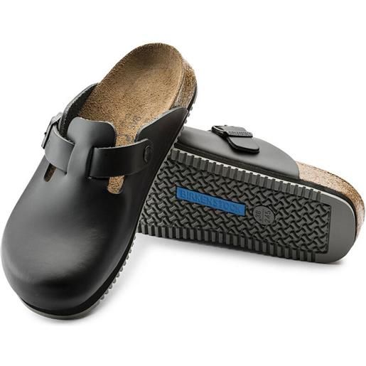 Birkenstock sabot boston super grip black natural leather unisex calz. Stretta