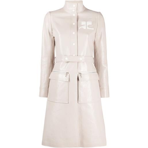 Courrèges trench con logo in vinile - toni neutri