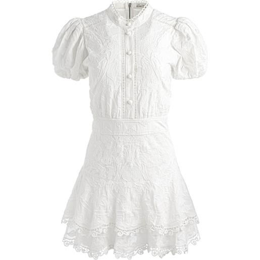 alice + olivia abito corto loryn con ricamo - bianco