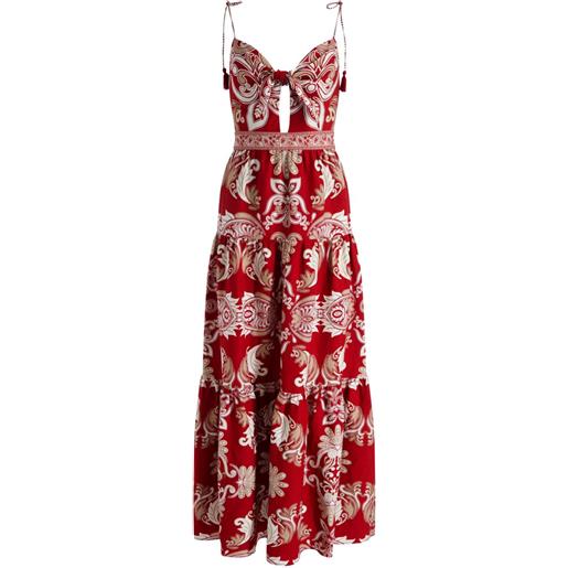 alice + olivia abito lungo minka con maxi nappine - rosso