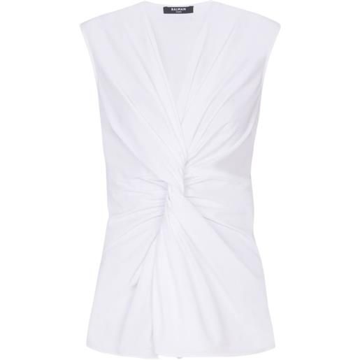 Balmain blusa con scollo a v - bianco