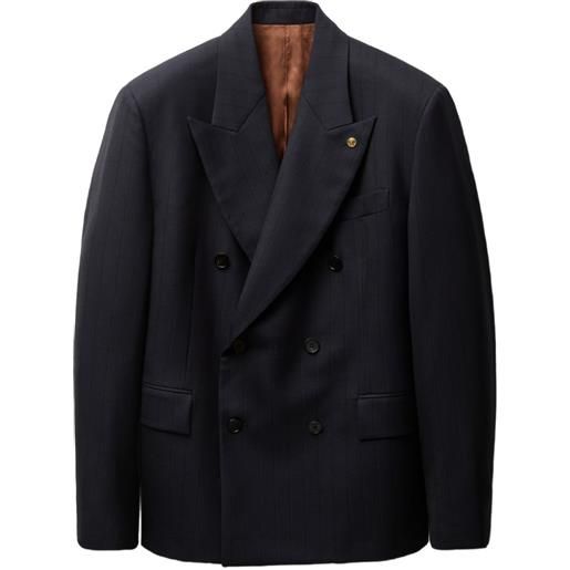 Versace blazer gessato in lana - blu