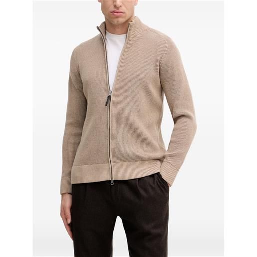 Hackett cardigan a coste con zip - toni neutri