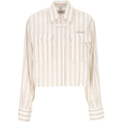 Off-White camicia a righe con applicazione - toni neutri