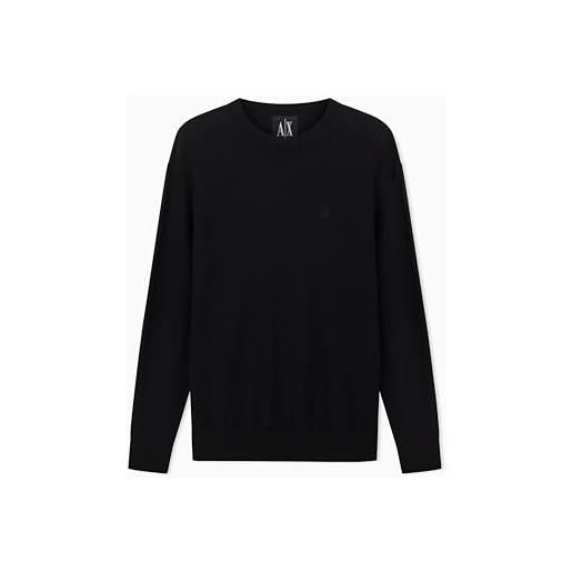 Armani Exchange maglione uomo icon project, logo ricamato, nero, xxl