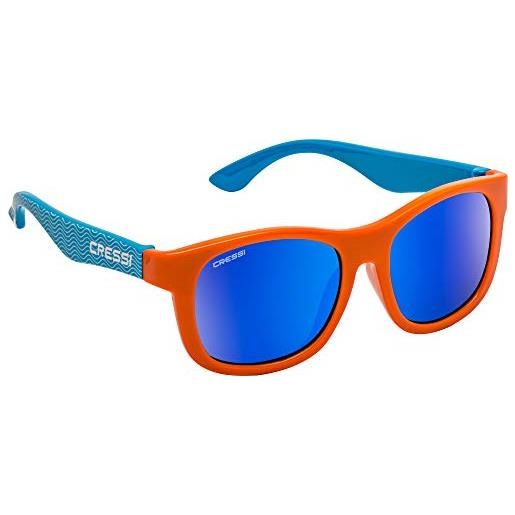 Cressi teddy sunglasses, occhiali da sole unisex bambino, azzurro onda orange/lenti specchiate blu, 3-5 anni