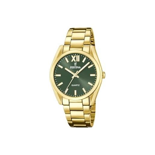 Festina Orologio Uomo F20022/3: Lusso Svizzero Con Cassa In Acciaio, Bracciale A Maglie E Vetro Zaffiro. Placcato Oro PVD - 3
