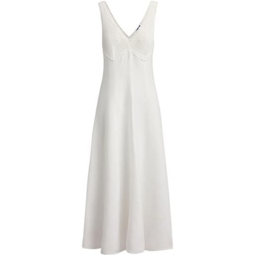 Polo Ralph Lauren abito midi con dettaglio all'uncinetto - bianco