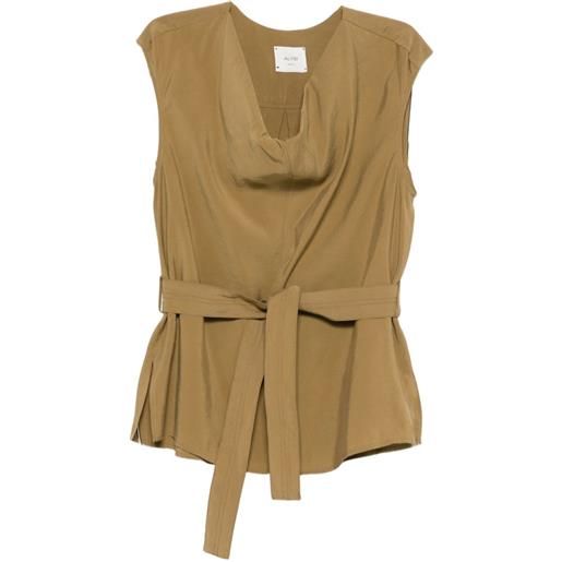 Alysi top smanicato con cintura - marrone