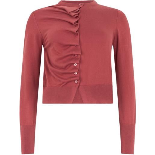 ALPHA STUDIO cardigan con ruches - rosso