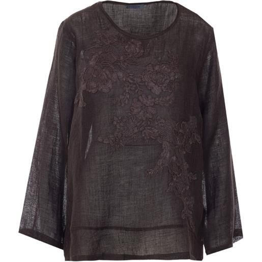 Maurizio Pecoraro blusa con scollo a v - marrone