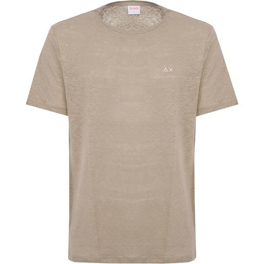Sun68 t-shirt in jersey di lino stone