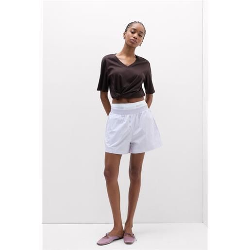 Intimissimi maglia manica corta scollo a v in elevated cotton marrone