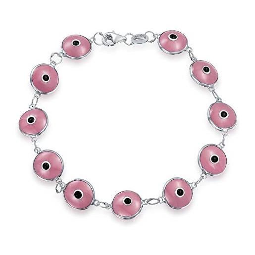 Bling Jewelry Braccialetto Occhio Di Malocchio In Argento 925 – Perline Rosso Opaco E Turchese – Portafortuna 7 Pollici - 3