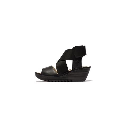 Fly London yuba385fly, sandal women's fashion shoes, black, 36