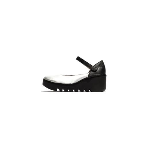 Fly London bawo543fly, moccasin donna, silver/black, 42 eu