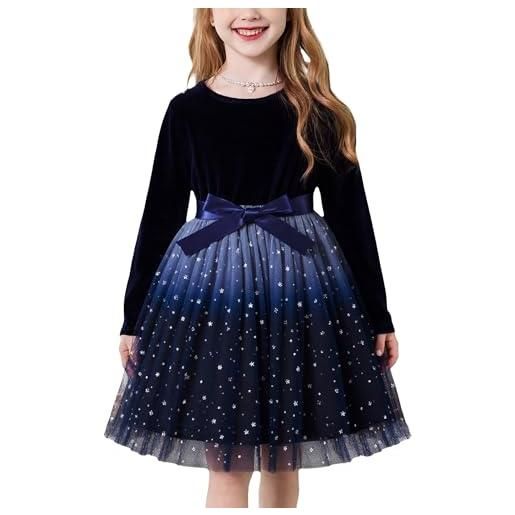 Odizli Vestito Da Principessa Per Bambina In Velluto | Maniche A Sbuffo E Papillon | Autunno Inverno