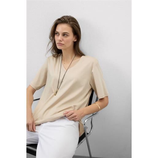 Intimissimi maglia manica corta scollo a v in elevated cotton naturale