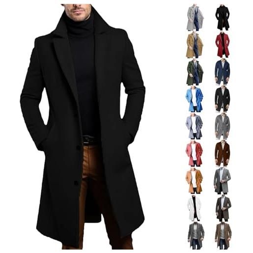 Generic trench coat uomo mid long monopetto giacche invernali button risvolto manica lunga comfort caldo giacca a vento tasche cappotto, a04-beige, l