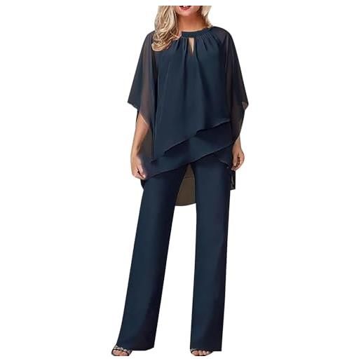 Zsangbee Pantaloni A Palazzo In Chiffon Con Spacco – Gamba Larga, Vita Alta Elastica, Tasche, Per Donna (taglie S/M, Lunghezza 66-73 Cm)