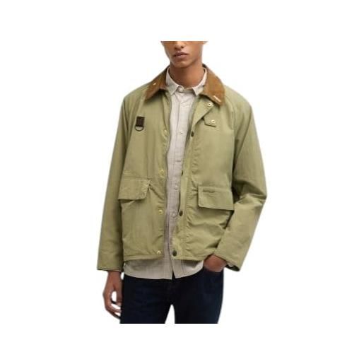 Barbour mca1093ol11 - giacca leggera da uomo con colletto in velluto a coste e interno in tartan di cotone icons spey casual jacket, colore verde oliva medio, taglia l
