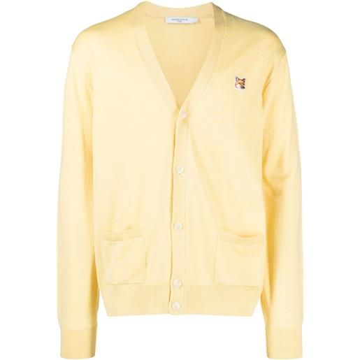 Maison Kitsuné cardigan con applicazione fox - giallo