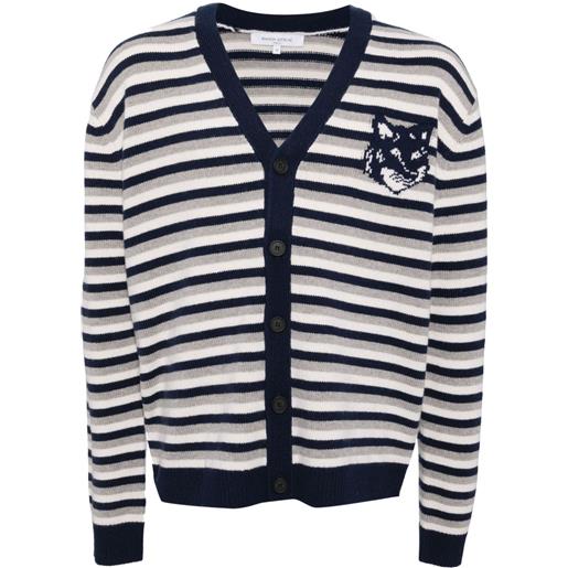Maison Kitsuné cardigan con motivo testa di volpe a intarsio - blu