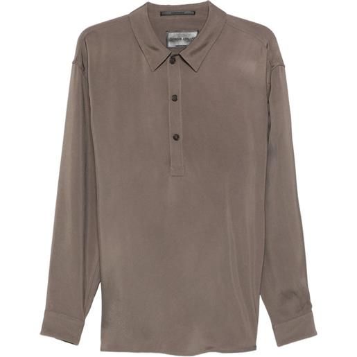 Giorgio Armani polo a maniche lunghe con bottoni - marrone