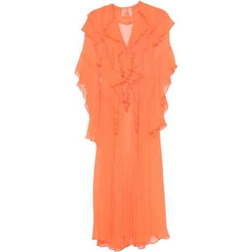 Erika Cavallini abito midi con ruches - arancione