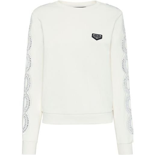 Philipp Plein felpa a maniche lunghe ls crystal cable - toni neutri