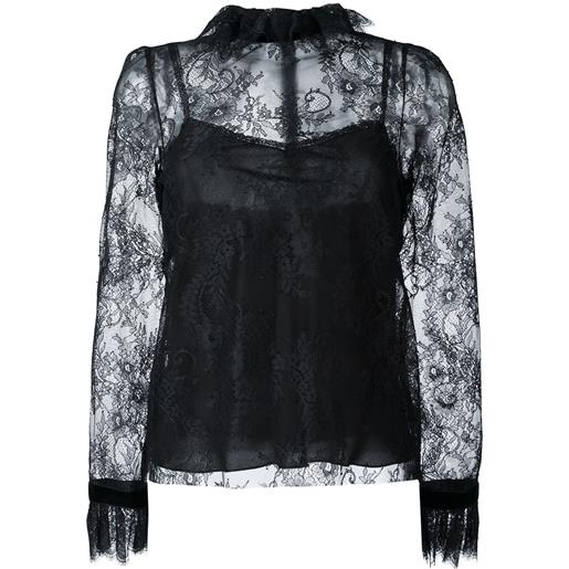 Philosophy Di Lorenzo Serafini ruffled neck lace blouse - nero
