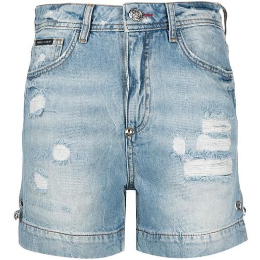 Philipp Plein shorts denim iconic pins - blu