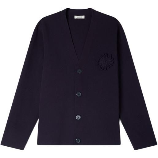 SANDRO cardigan con fiore all'uncinetto - blu