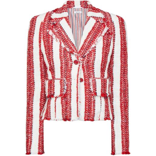 Thom Browne giacca con frange in tweed - rosso