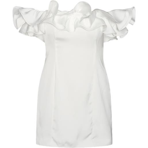 ROTATE BIRGER CHRISTENSEN abito corto in raso con ruches - bianco
