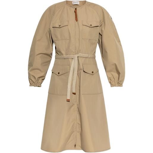 Moncler abito midi plissettato in popeline - toni neutri