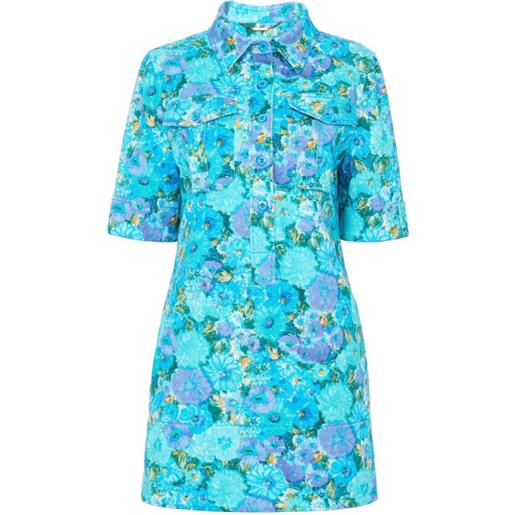 Chloé abito corto con applicazione floreale - blu