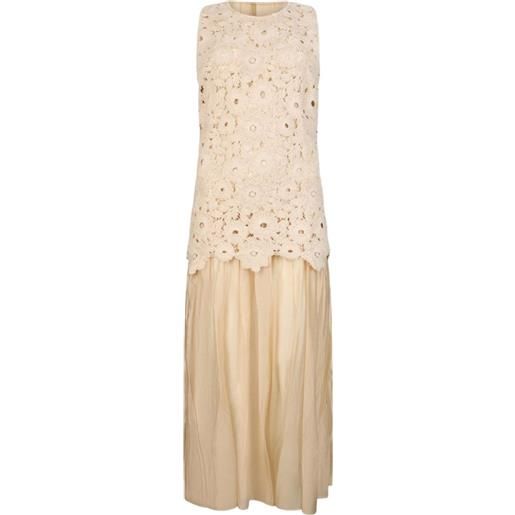 LIU JO abito midi in macramé - toni neutri