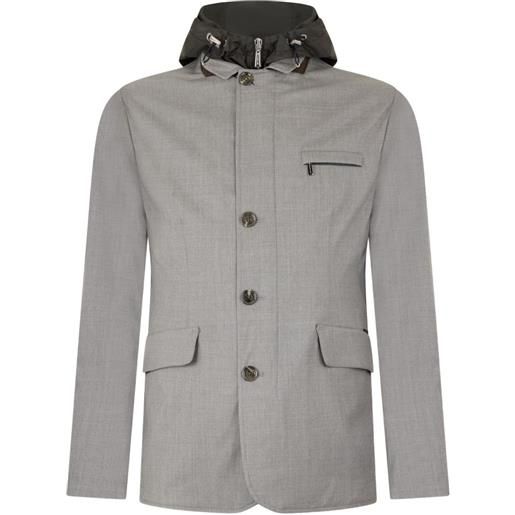 Moorer giacca con cappuccio e bottoni - grigio