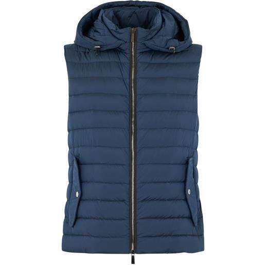 Moorer gilet a righe con cappuccio - blu
