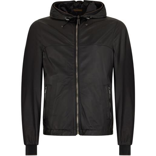Moorer giacca con cappuccio e zip - nero