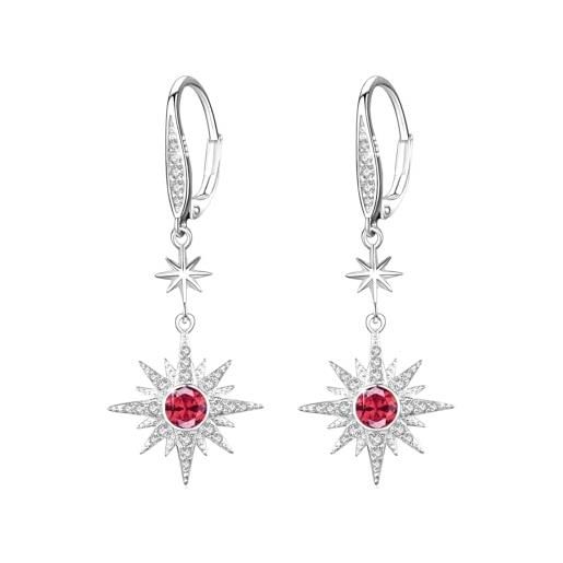 Orecchini luna e stella in argento sterling 925 per donna