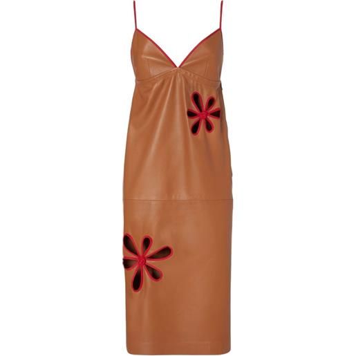 FENDI abito con applicazioni a fiori - marrone