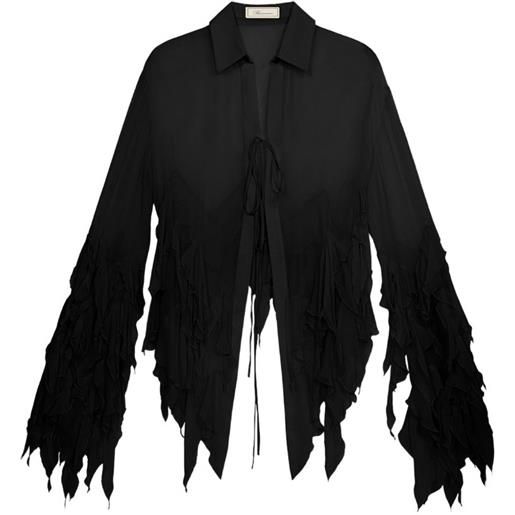 Blumarine camicia con ruches - nero