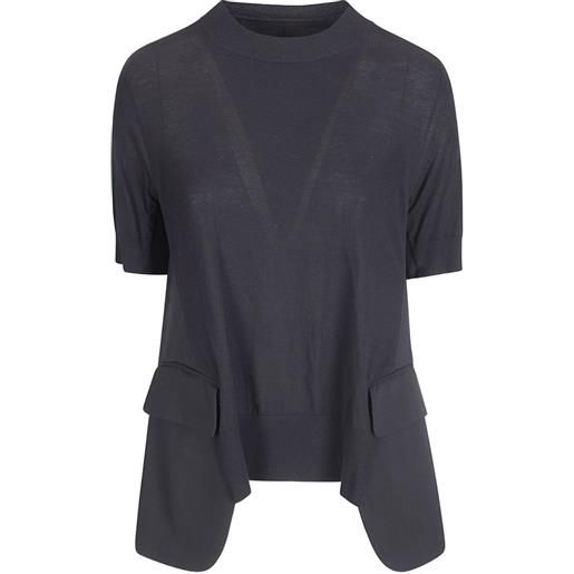 sacai maglione girocollo - nero