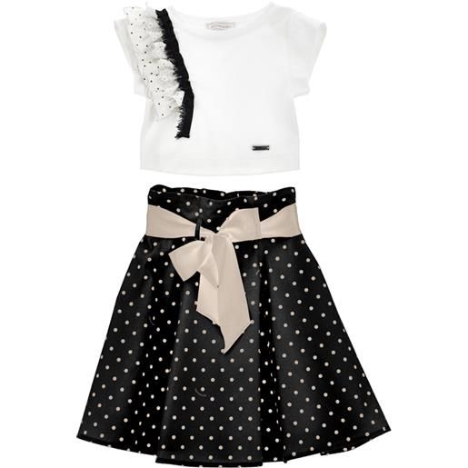 Monnalisa completo coordinato top e gonna con stampa a pois