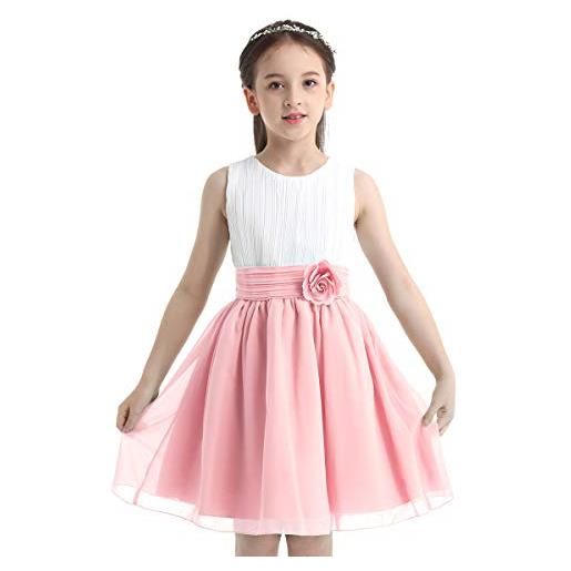 Jugaoge Abito Estivo Da Bambina In Chiffon Con Paillette E Fiore - Orlo Irregolare - Damigella D'Onore 5-14 Anni