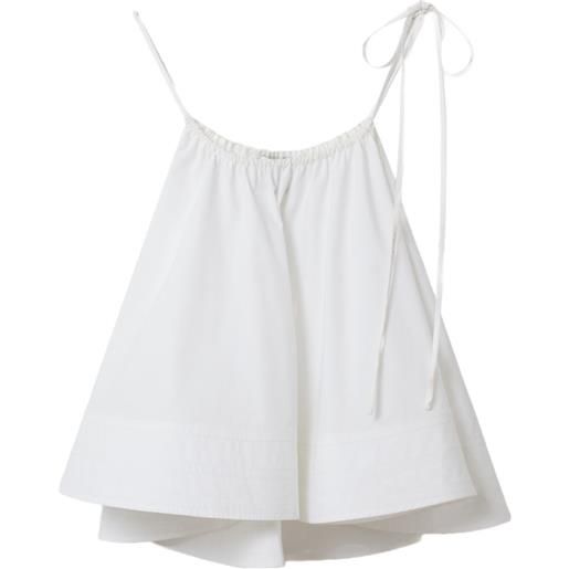 Stella McCartney top smanicato in popeline con arricciature - bianco