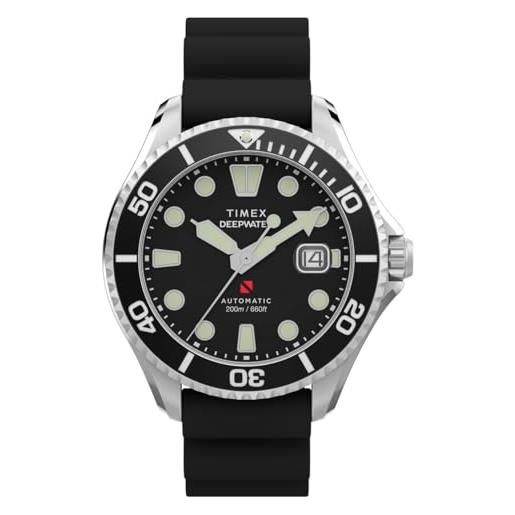 Timex Orologio Automatico Marlin Jet – TW2V72300 – Cassa 38mm Argento Quadrante Argento Cinturino Blu