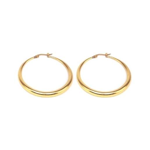 Orecchini Mezzaluna Bombati In Ottone Riciclato – Vestopazzo – Diametro 2,5 Cm – Lavorazione Artigianale Nickel Tested